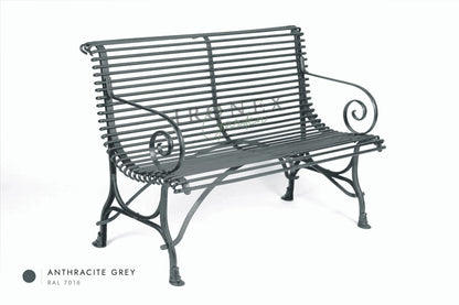 Panchina Arras a 2 posti in Grigio antracite RAL 7016 – ferro battuto forgiato a mano da Ironex Garden
