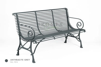 Arras 3-Seater Bench in Anthracite Grey RAL 7016 – hand-forged wrought iron by Ironex Garden