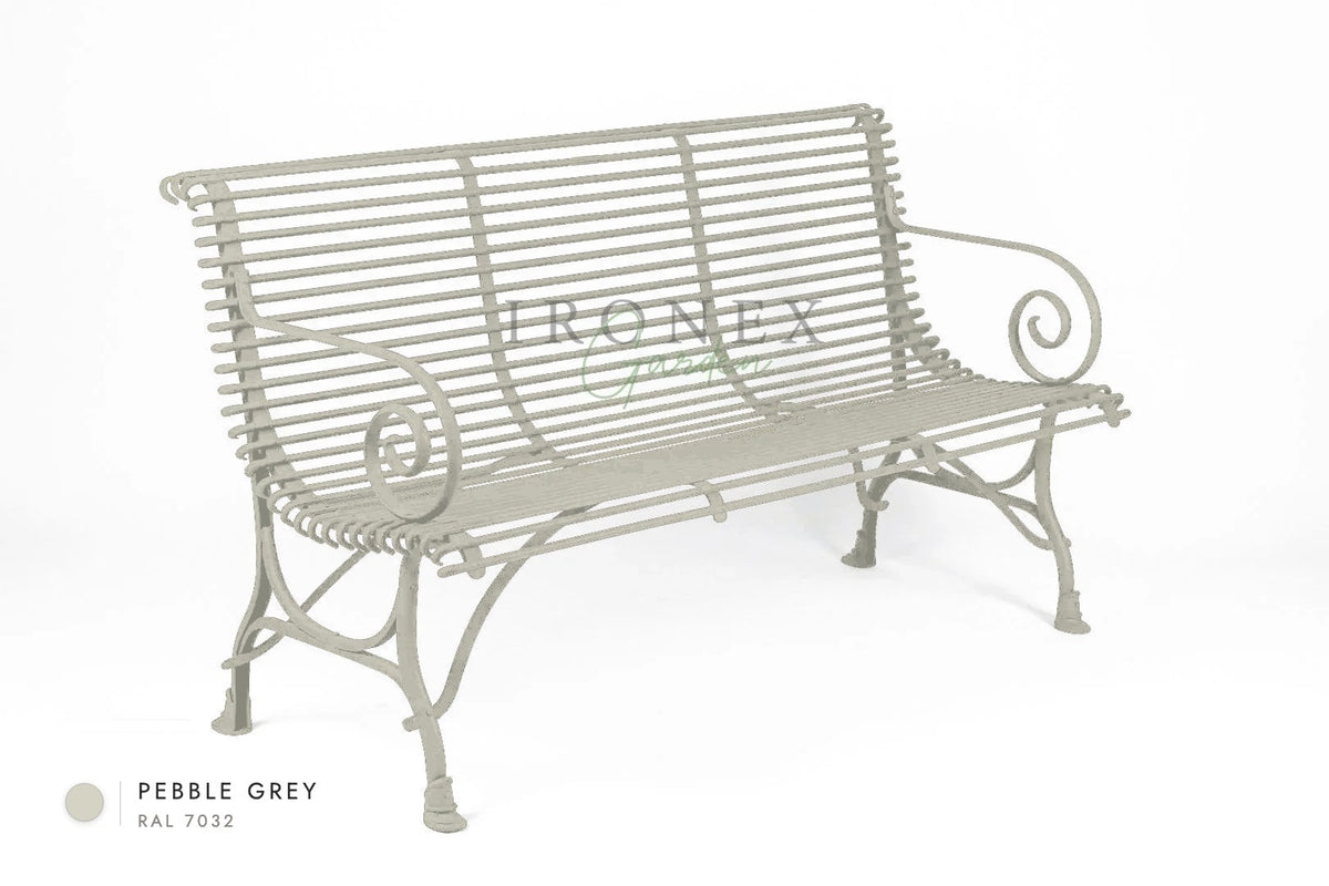 Arras 3-Seater Bench in Pebble Grey RAL 7032 – hand-forged wrought iron by Ironex Garden