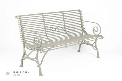 Arras 3-Seater Bench in Pebble Grey RAL 7032 – hand-forged wrought iron by Ironex Garden