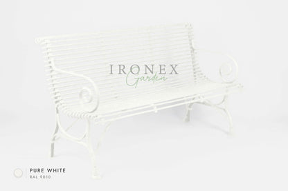 Arras 3-Seater Bench in Pure White RAL 9010 – hand-forged wrought iron by Ironex Garden