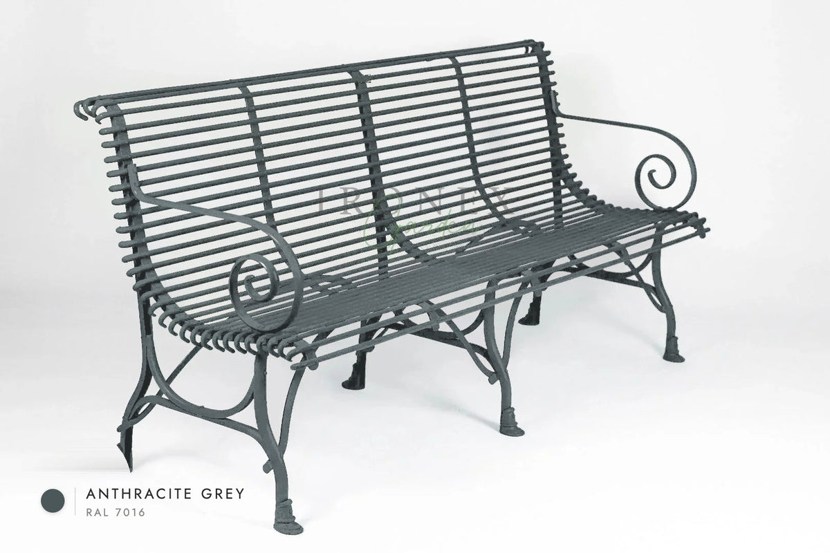 Arras 4-Seater Bench in Anthracite Grey RAL 7016 – hand-forged wrought iron by Ironex Garden