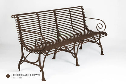 Arras 4-Seater Bench in Chocolate Brown RAL 8017 – hand-forged wrought iron by Ironex Garden