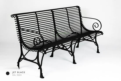 Arras 4-Seater Bench in Jet Black RAL 9005 – hand-forged wrought iron by Ironex Garden
