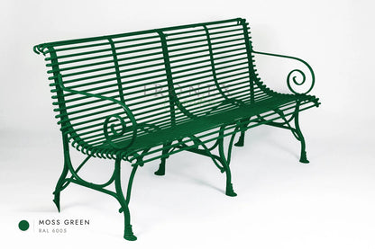 Arras 4-Seater Bench in Moss Green RAL 6005 – hand-forged wrought iron by Ironex Garden