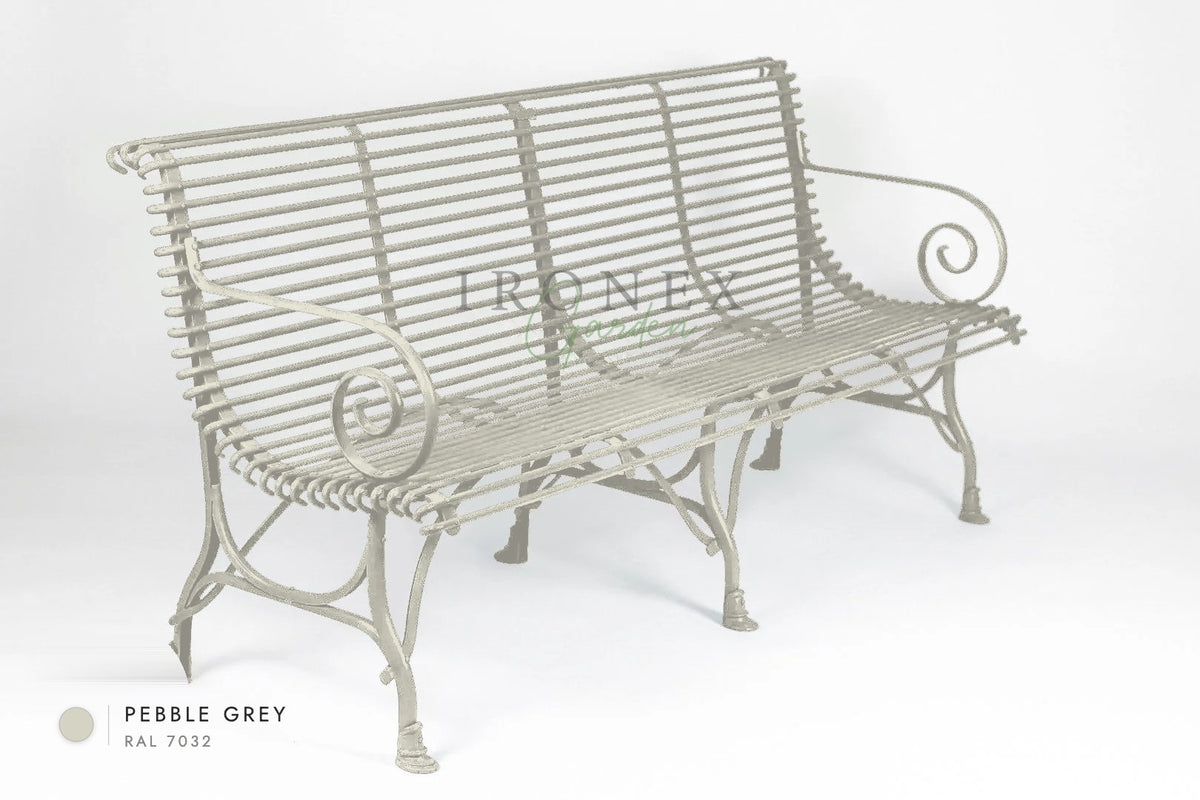 Arras 4-Seater Bench in Pebble Grey RAL 7032 – hand-forged wrought iron by Ironex Garden