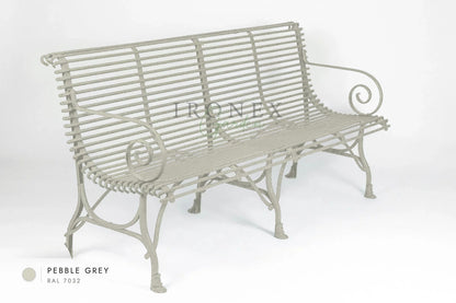 Arras 4-Seater Bench in Pebble Grey RAL 7032 – hand-forged wrought iron by Ironex Garden