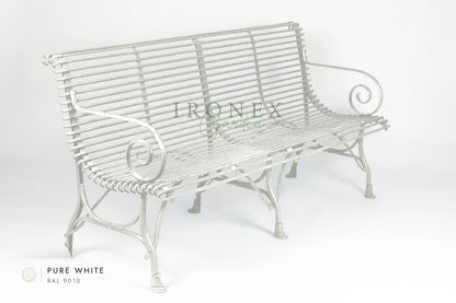 Arras 4-Seater Bench in Pure White RAL 9010 – hand-forged wrought iron by Ironex Garden
