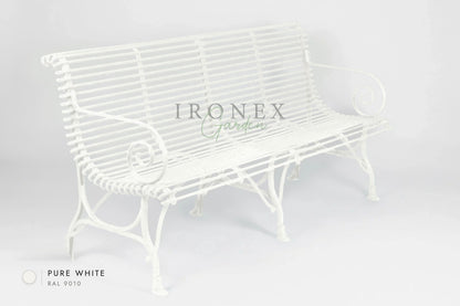 Arras 4-Seater Bench in Pure White RAL 9010 – hand-forged wrought iron by Ironex Garden