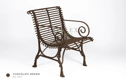 Arras Armchair in Chocolate Brown RAL 8017 – hand-forged wrought iron by Ironex Garden