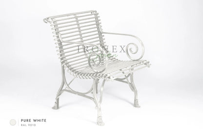 Arras Armchair in Pure White RAL 9010 – hand-forged wrought iron by Ironex Garden