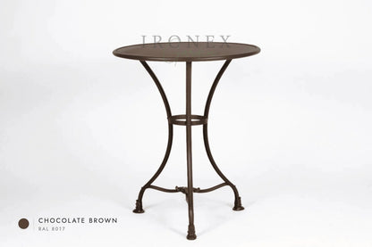 Arras Bistrotisch in Schokoladenbraun RAL 8017 – handgeschmiedetes Schmiedeeisen von Ironex Garden