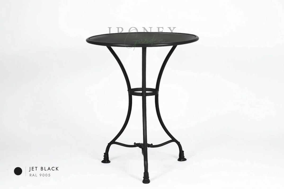Arras Bistrotisch in Tiefschwarz RAL 9005 – handgeschmiedetes Schmiedeeisen von Ironex Garden