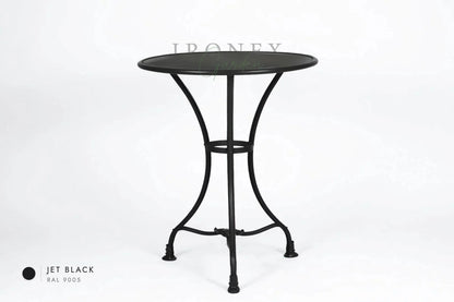 Arras Bistrotisch in Tiefschwarz RAL 9005 – handgeschmiedetes Schmiedeeisen von Ironex Garden