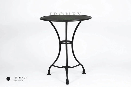 Arras Bistro Table in Jet Black RAL 9005 – hand-forged wrought iron by Ironex Garden