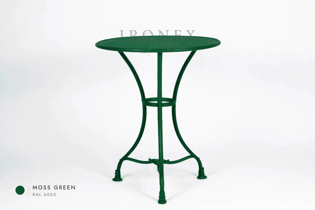 Arras Bistrotisch in Moosgrün RAL 6005 – handgeschmiedetes Schmiedeeisen von Ironex Garden