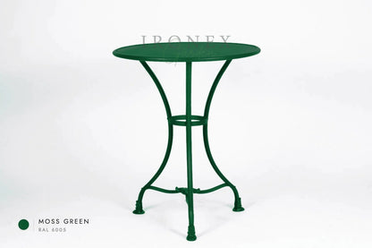 Arras Bistrotisch in Moosgrün RAL 6005 – handgeschmiedetes Schmiedeeisen von Ironex Garden
