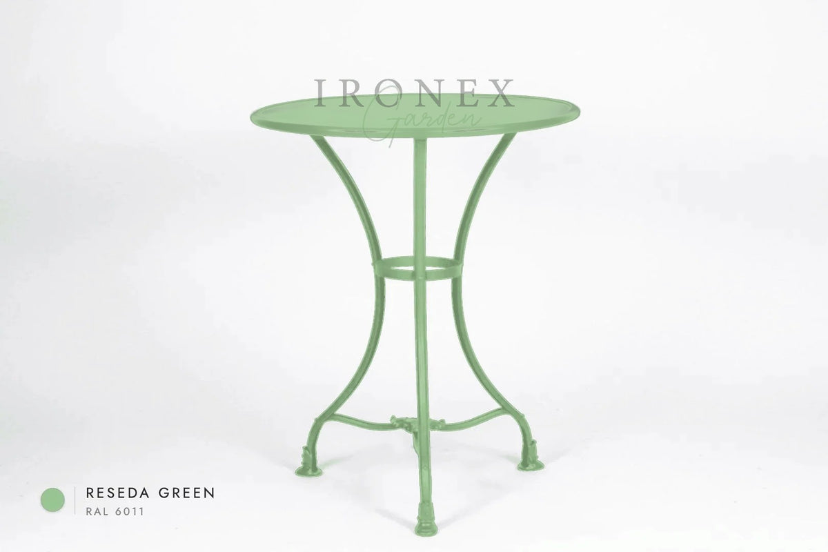 Arras Bistrotisch in Resedagrün RAL 6011 – handgeschmiedetes Schmiedeeisen von Ironex Garden