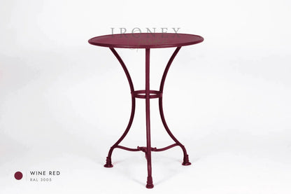 Arras Bistrotisch in Weinrot RAL 3005 – handgeschmiedetes Schmiedeeisen von Ironex Garden