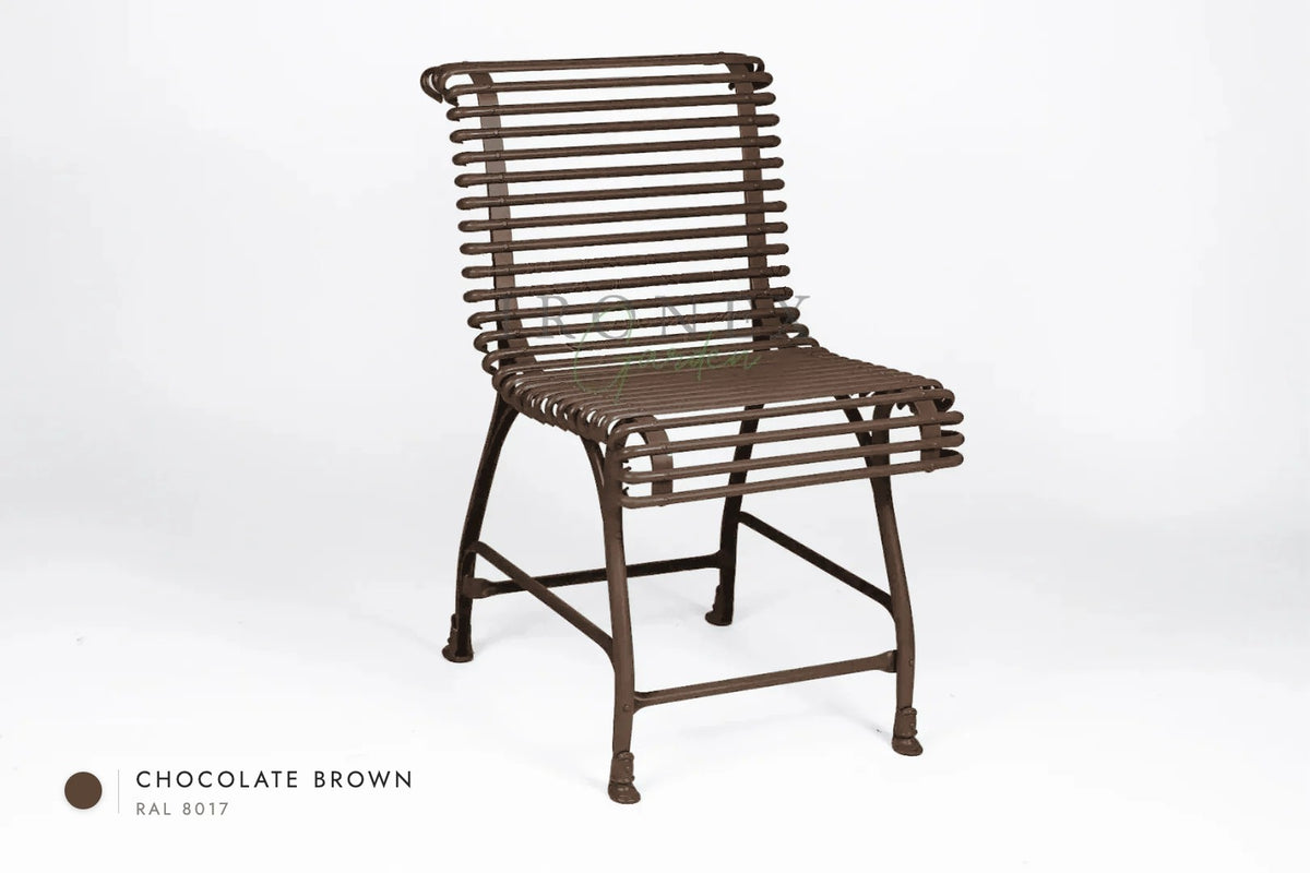 Arras Chair in Chocolate Brown RAL 8017 – hand-forged wrought iron by Ironex Garden