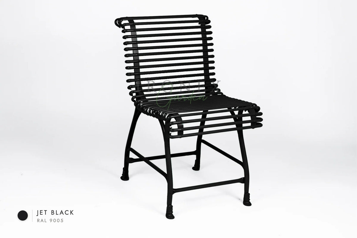 Arras Chair in Jet Black RAL 9005 – hand-forged wrought iron by Ironex Garden
