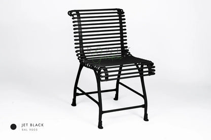 Arras Chair in Jet Black RAL 9005 – hand-forged wrought iron by Ironex Garden