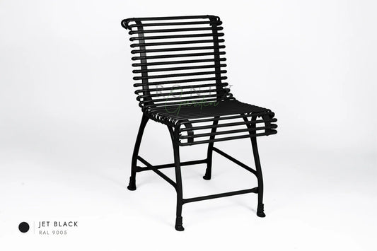Arras Chair in Jet Black RAL 9005 – hand-forged wrought iron by Ironex Garden