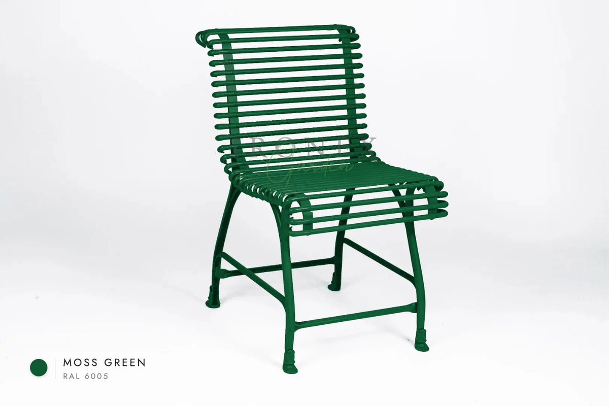Arras Chair in Moss Green RAL 6005 – hand-forged wrought iron by Ironex Garden