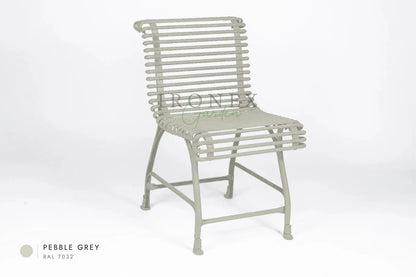 Arras Chair in Pebble Grey RAL 7032 – hand-forged wrought iron by Ironex Garden