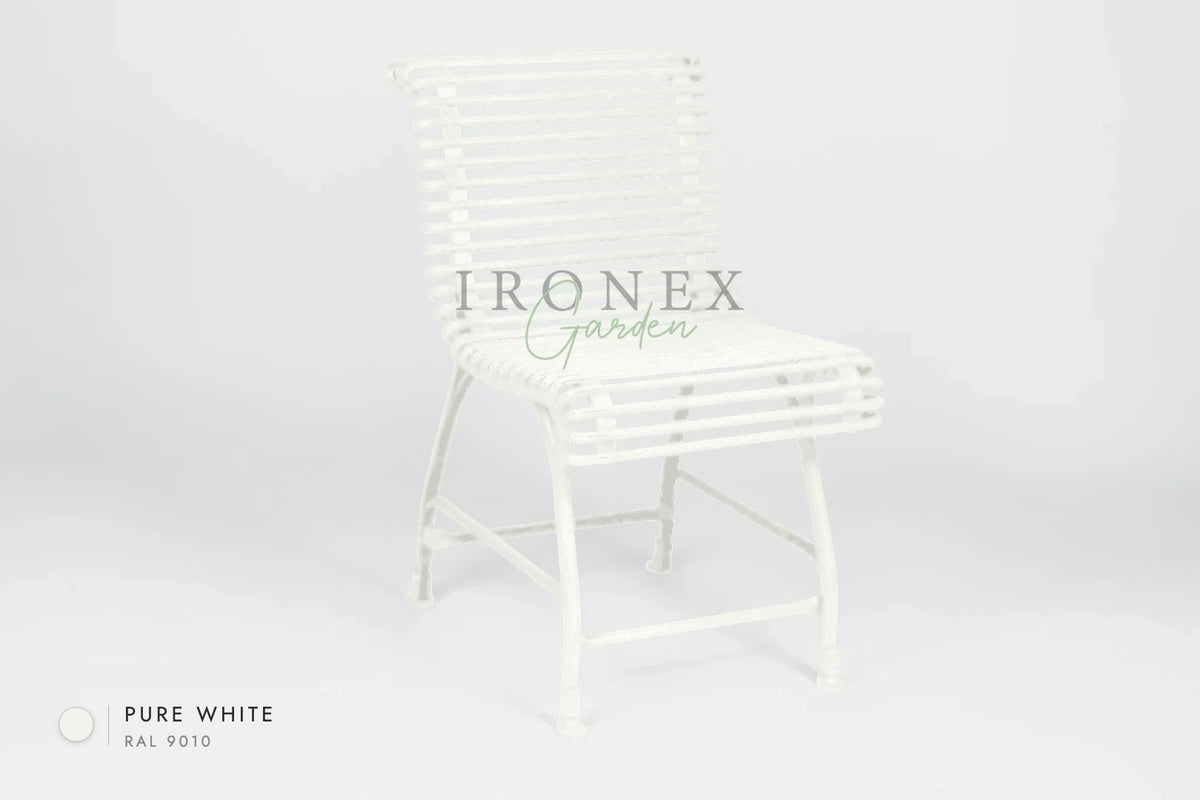 Arras Chair in Pure White RAL 9010 – hand-forged wrought iron by Ironex Garden