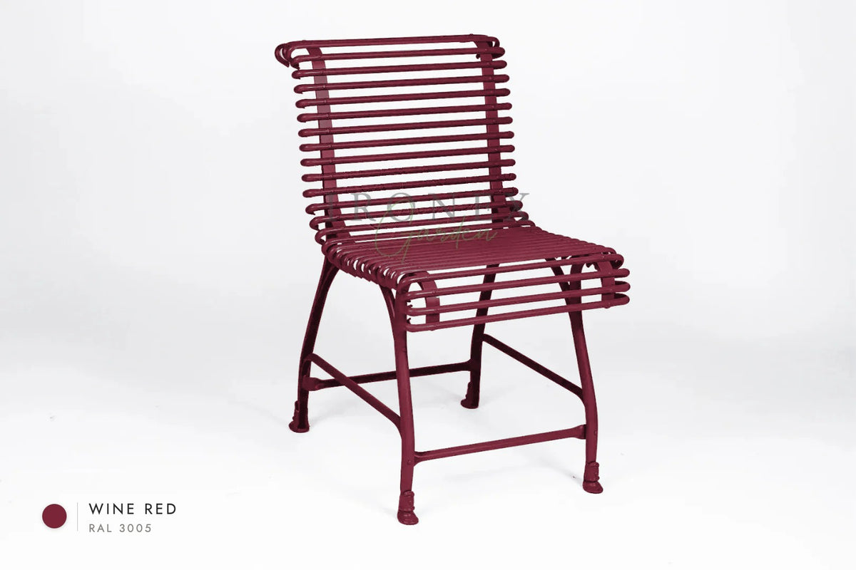 Arras Chair in Wine Red RAL 3005 – hand-forged wrought iron by Ironex Garden