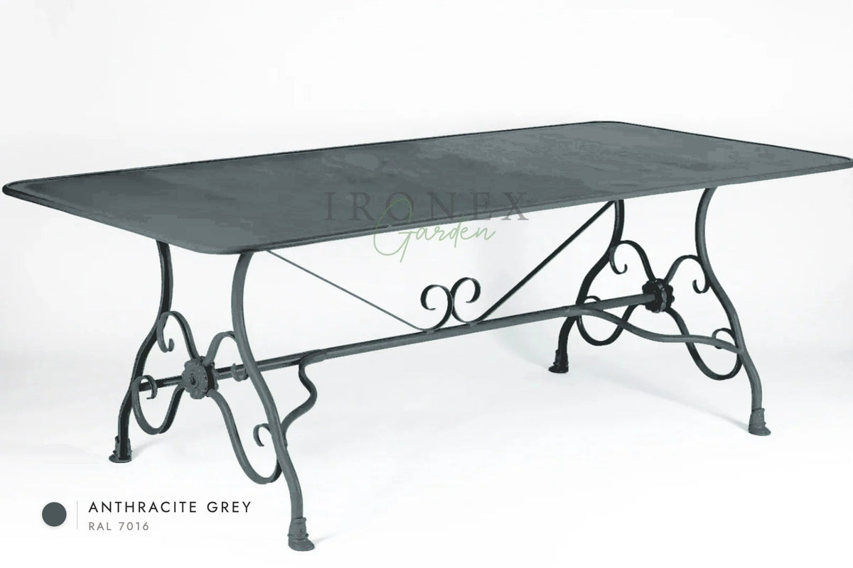 Arras Dining Table in Anthracite Grey RAL 7016 – hand-forged wrought iron by Ironex Garden