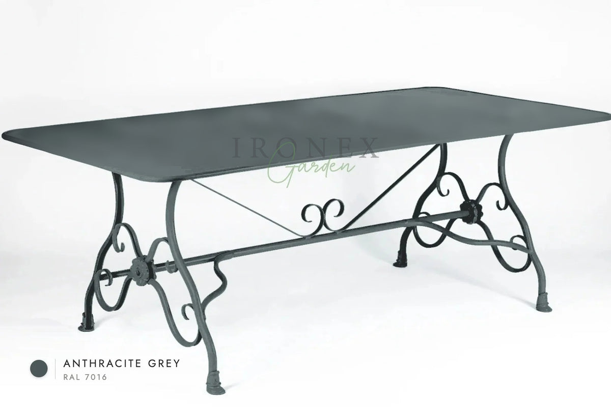 Tavolo da pranzo Arras in Grigio antracite RAL 7016 – ferro battuto forgiato a mano da Ironex Garden
