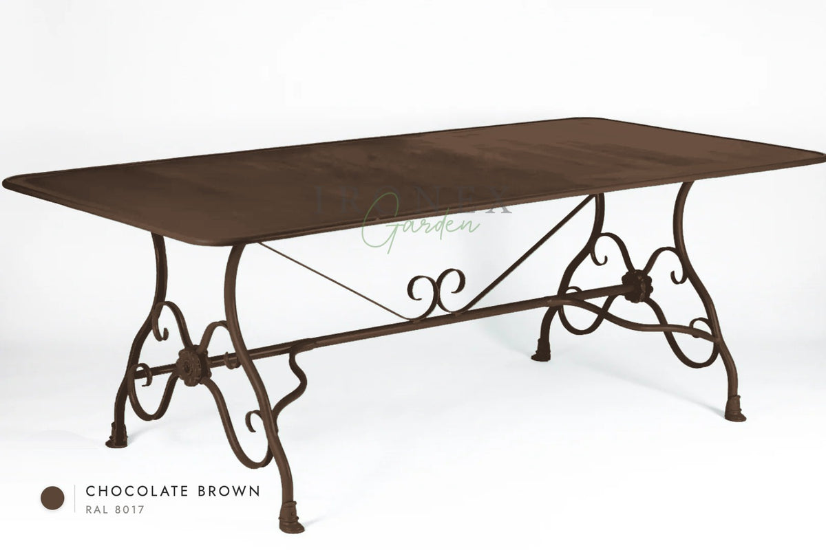 Arras Dining Table in Chocolate Brown RAL 8017 – hand-forged wrought iron by Ironex Garden