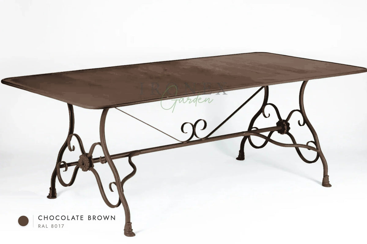 Arras Dining Table in Chocolate Brown RAL 8017 – hand-forged wrought iron by Ironex Garden