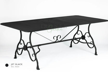 Arras Dining Table in Jet Black RAL 9005 – hand-forged wrought iron by Ironex Garden