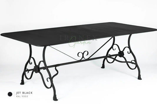 Arras Dining Table in Jet Black RAL 9005 – hand-forged wrought iron by Ironex Garden