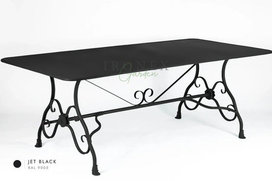 Arras Dining Table in Jet Black RAL 9005 – hand-forged wrought iron by Ironex Garden
