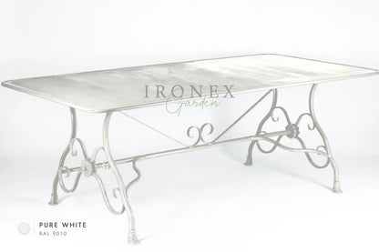 Arras Dining Table in Pure White RAL 9010 – hand-forged wrought iron by Ironex Garden