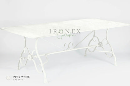 Arras Dining Table in Pure White RAL 9010 – hand-forged wrought iron by Ironex Garden