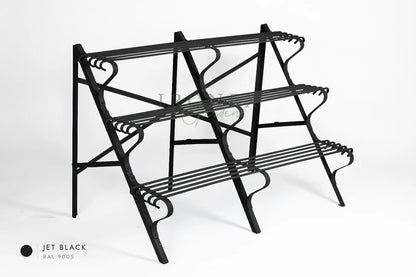 Arras Plant Stand in Jet Black RAL 9005 – hand-forged wrought iron by Ironex Garden