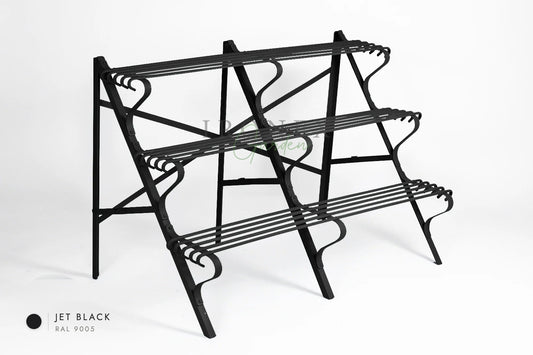 Arras Plant Stand in Jet Black RAL 9005 – hand-forged wrought iron by Ironex Garden