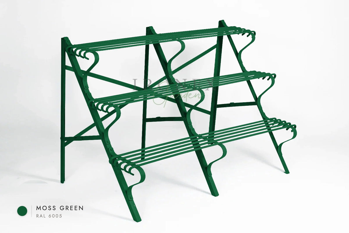 Arras Plant Stand in Moss Green RAL 6005 – hand-forged wrought iron by Ironex Garden