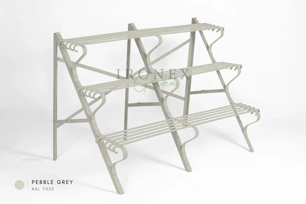 Arras Plant Stand in Pebble Grey RAL 7032 – hand-forged wrought iron by Ironex Garden