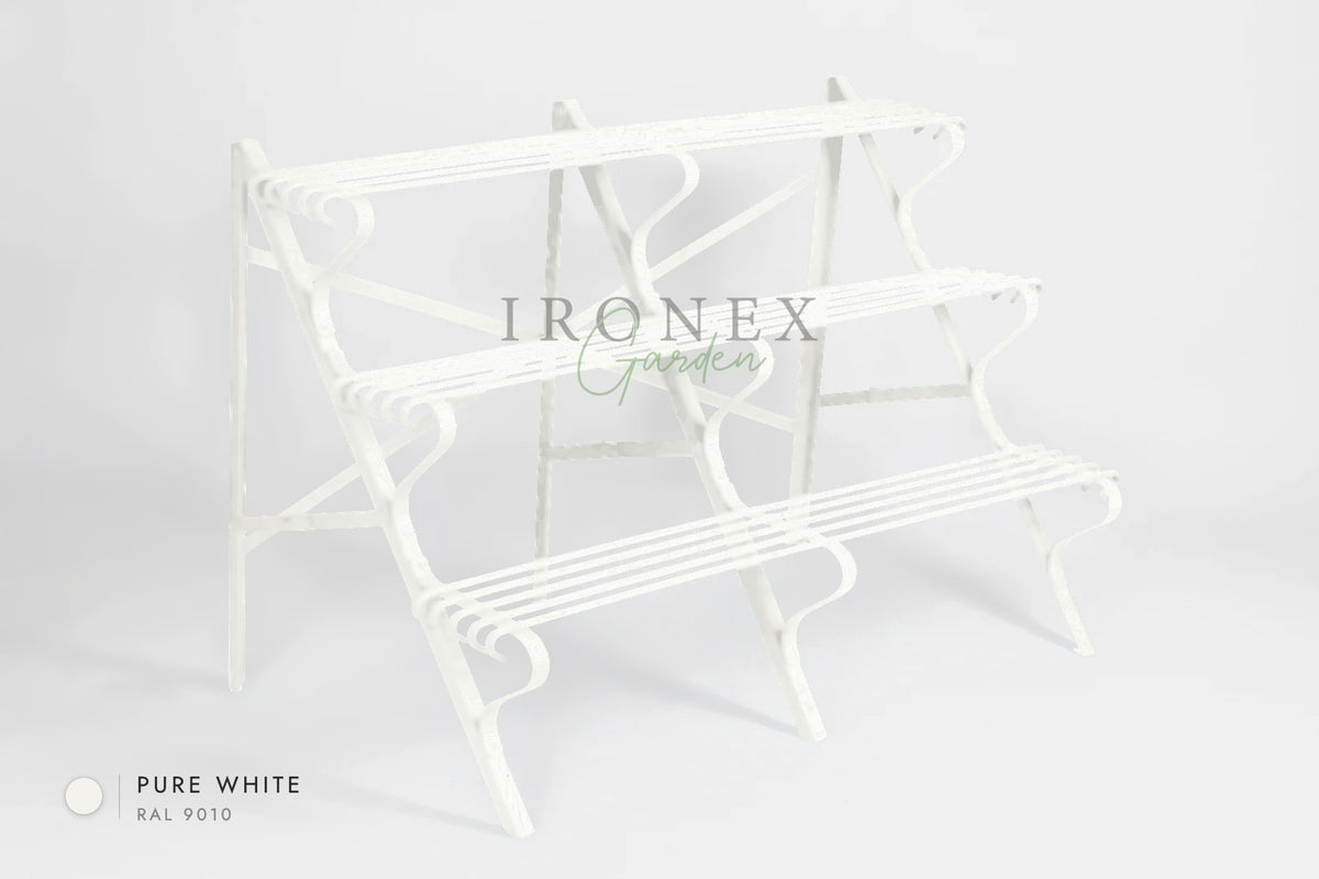 Arras Plant Stand in Pure White RAL 9010 – hand-forged wrought iron by Ironex Garden