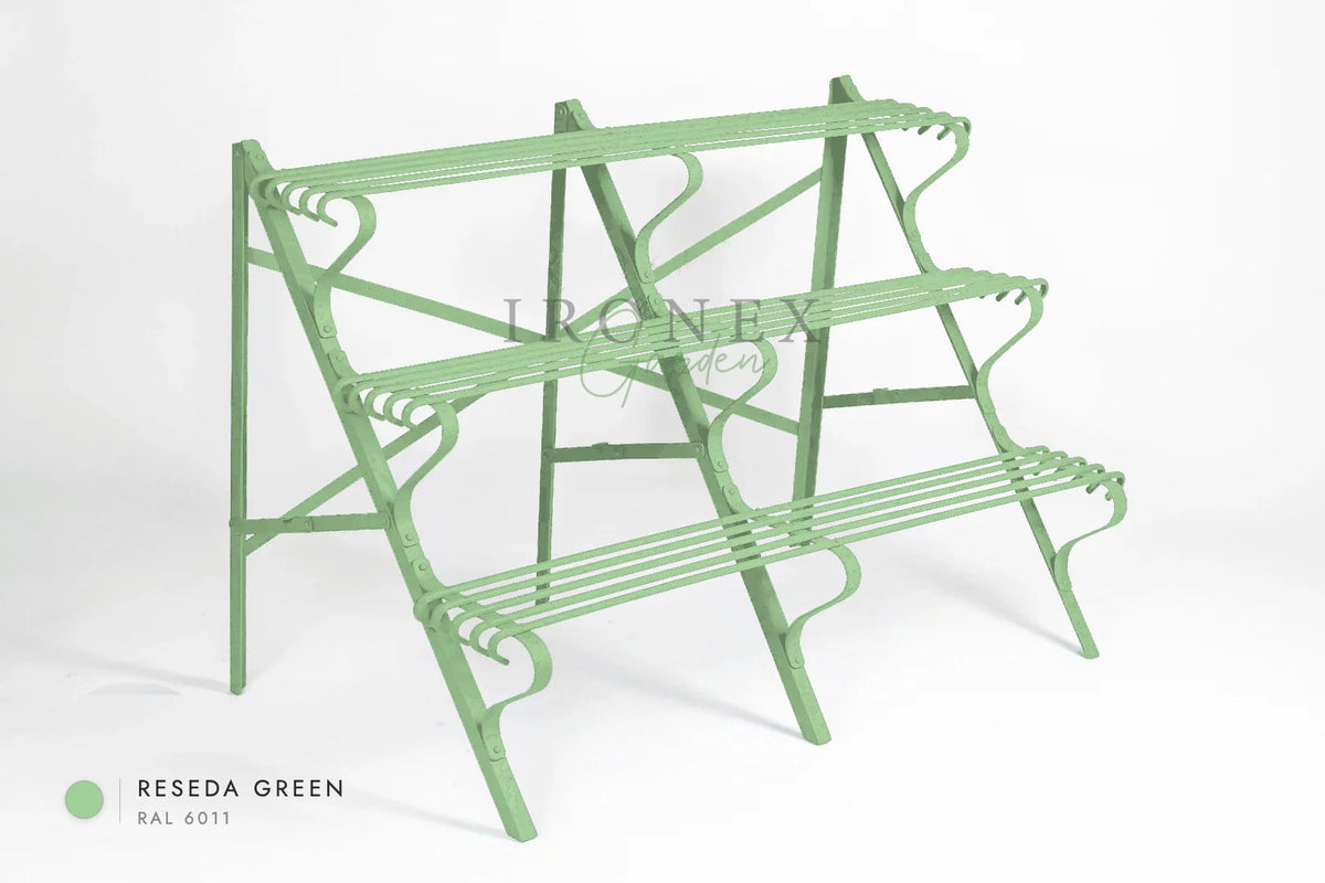Arras Plant Stand in Reseda Green RAL 6011 – hand-forged wrought iron by Ironex Garden