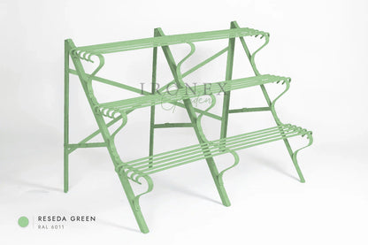 Arras Plant Stand in Reseda Green RAL 6011 – hand-forged wrought iron by Ironex Garden