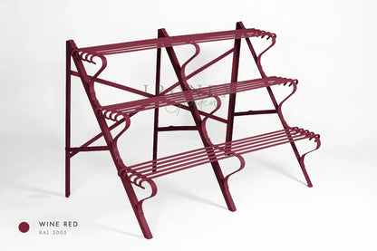 Arras Plant Stand in Wine Red RAL 3005 – hand-forged wrought iron by Ironex Garden