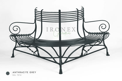 Arras Tree Bench in Anthracite Grey RAL 7016 – hand-forged wrought iron by Ironex Garden
