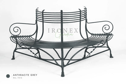 Arras Tree Bench in Anthracite Grey RAL 7016 – hand-forged wrought iron by Ironex Garden